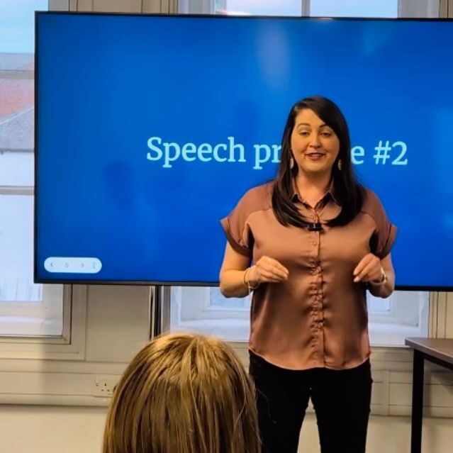 Zoe practicing at the Authentic Public Speaking workshop series